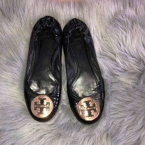 Tory Burch Patent Black Flats size 8